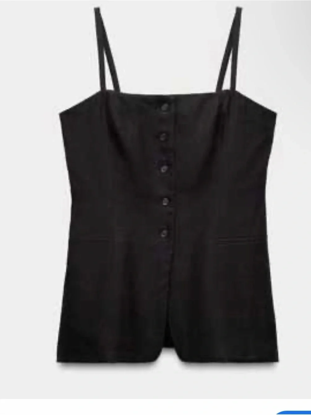 Zara Black Button-Front Spaghetti Strap Camisole